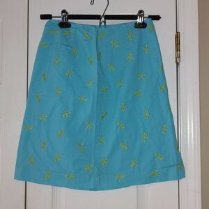 Adorable aqua blue with green winged dragonflies Fully lined  Sz 2P
